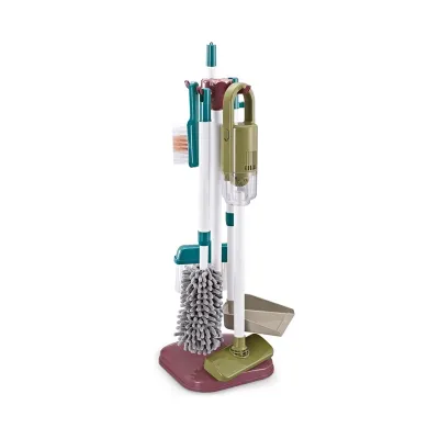 Set de curatenie interactiv pentru copii TinyMini , 23 piese, aspirator cu baterii, mop, matura, faras si suport organizator, 3 ani+