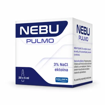 Solutie pentru inhalare Solinea Nebu Pulmo, NaCl 3% cu ectoina, 20 fiole, fara conservanti, dispozitiv medical BITNebuPulmo