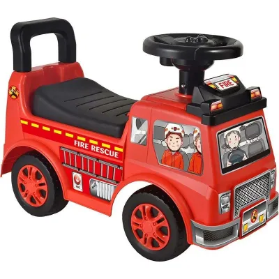 Vehicul ride-on, Free2Move, Masina de pompieri, Cu lumini si sunete, Cu spatiu de depozitare, 19-36 luni, Rosu BYN86410