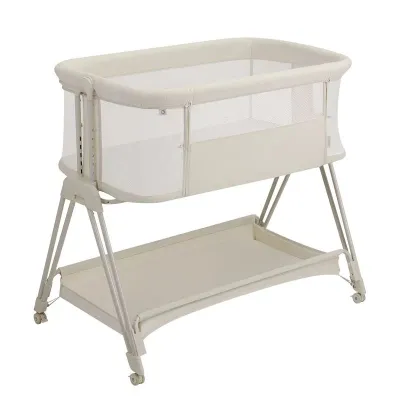 Patut co-sleeper, Lionelo, Luna Close&Cosy, 2 in 1, Cu laterala culisanta, Cu setare unghiulara, Cu roti, Reglabil in 6 pozitii pe inaltime, Alb BYNLO-LUNA_CLOSE&COSY