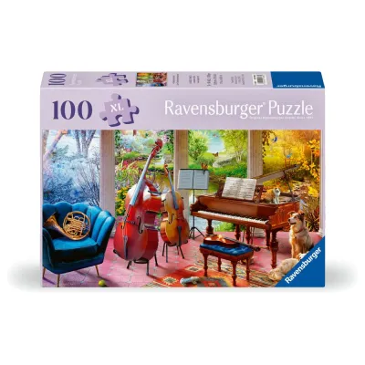 Ravensburger - Puzzle pentru varstnici anotimpuri muzicale cu sablon de imagine si suport din carton 100 piese mari XL - ARTRVSPA01366
