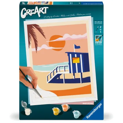 Ravensburger - CreArt pictura pe numere pentru adulti cabana pe plaja - ARTRVSPBN23896
