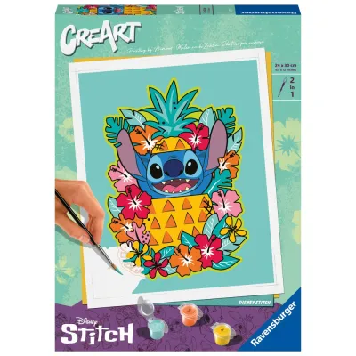 Ravensburger - CreArt pictura pe numere pentru adulti Disney Stitch floral - ARTRVSPBN23933