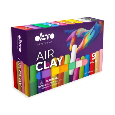 Set de modelaj OKTO Air Clay, 9 culori, 54 g, 3 ani+ KRTOK25000