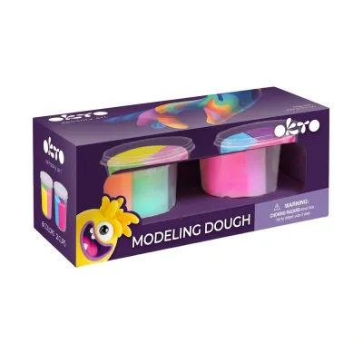 Set de plastilină pentru modelaj OKTO, 6 culori &icirc;n 2 recipiente, 200 g, 3 ani+ KRTOK25014