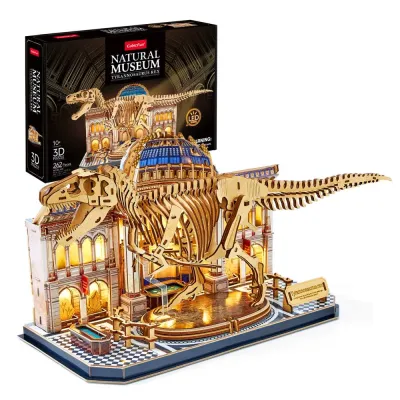 Cubic Fun - Puzzle 3D cu LED muzeul natural T-Rex 262 piese - ARTCUL546h