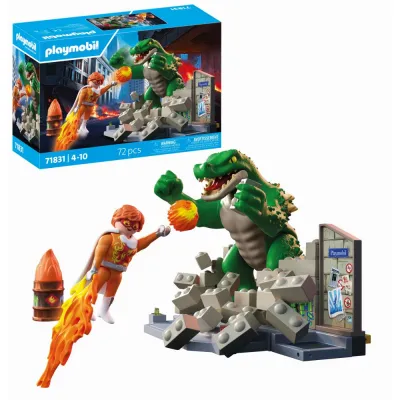 Playmobil - Jucarie de rol Lupta eroului cu soparla uriasa - ARTPM71831