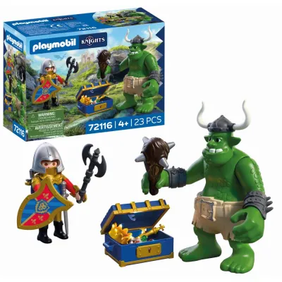 Playmobil - Jucarie de rol Trol si cavaler Leu cu comoara - ARTPM72116