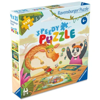 Ravensburger - Puzzle interactiv cu buton sonor pentru testarea rapiditatii animalute jucause 4x35 piese - ARTRVSPC04171