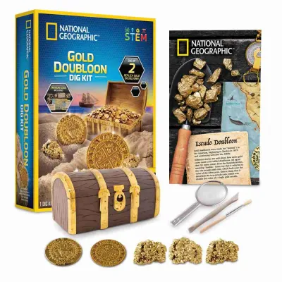National Geographic - Set educativ Descopera doua replici de dubloni si trei exemplare de pirita - ARTNG20011