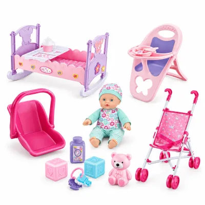Bimbo Baby Skyler &ndash; set complet cu papusa 30 cm, patut, carucior si accesorii, 24+ luni SOLGL43336