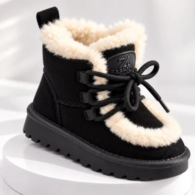 Cizme negre imblanite pentru fete din piele ecologica, talpa cauciuc, model cozy