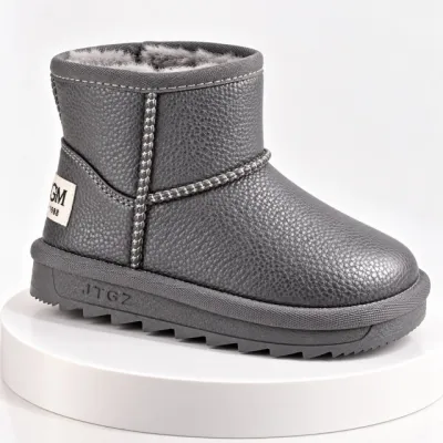 Cizme imblanite pentru fetita, superbaby, gri sidef, model simply beautiful, piele ecologica