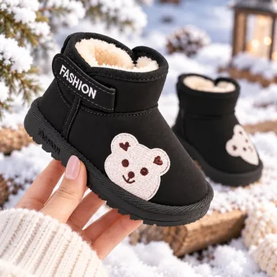 Cizme negre teddy, superbaby, unisex, piele ecologica ad26