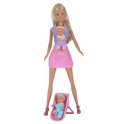 Papusa simba steffi love 29 cm babysitter cu 2 bebelusi si accesorii hubs105730211