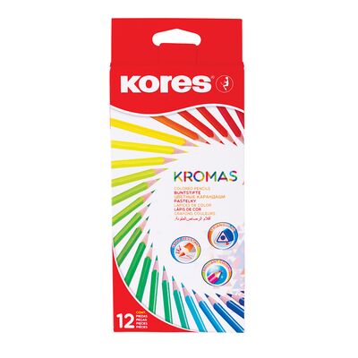 Creioane colorate Kores Kromas triunghiulare, 3 mm, 12 culori - BPTCKS100314