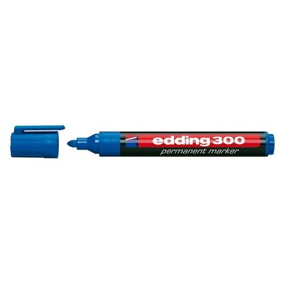 Marker permanent Edding 300, corp plastic, varf rotund, 1.5-3 mm, albastru - BPTCED3003