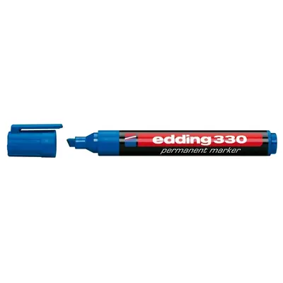 Marker permanent Edding 330, corp plastic, varf retezat, 1-5 mm, albastru - BPTCED3303