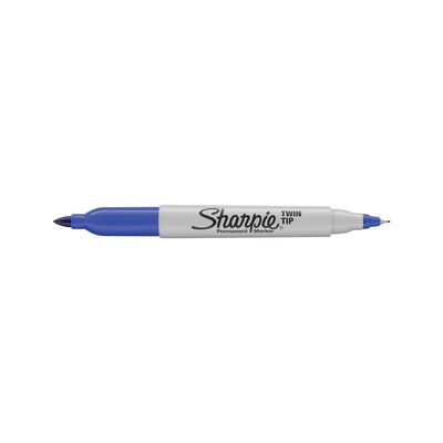 Marker permanent Papermate Sharpie cu doua capete, 0.5 mm si 1 mm, albastru - BPTCPP110801