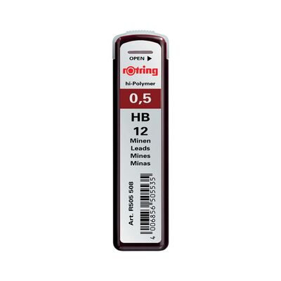 Mine creion mecanic Rotring, 0.5 mm , HB, 12 bucati/cutie - BPTCRO505508