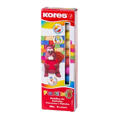 Plastilina Kores, 20 g/culoare, 10 culori/cutie - BPTCKS100203