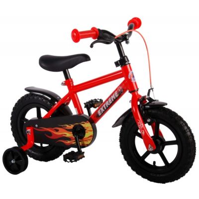 Bicicleta copii baieti 12 inch Volare Extreme Satin Orange cu roti ajutatoare partial montata - SOLVOL61205