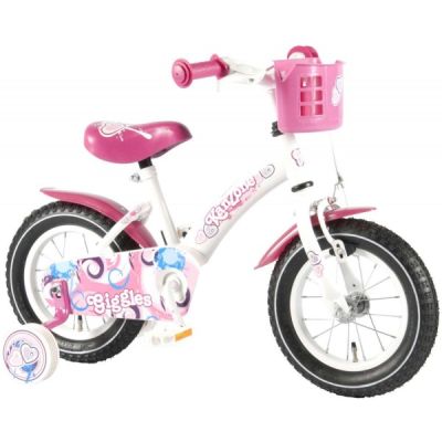 Bicicleta copii fete 12 inch Volare Bike Giggles cu roti ajutatoare si cosulet roz partial montata - SOLVOL21223