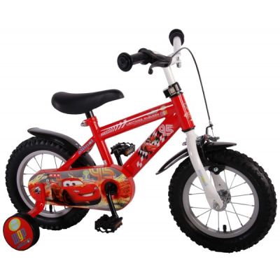 Bicicleta pentru baieti 10 inch cu maner si roti ajutatoare Cars partial montata - SOLVOL31005