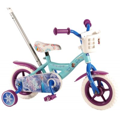 Bicicleta pentru fete 10 inch cu maner roti ajutatoare si cosulet partial montata Frozen - SOLVOL51061