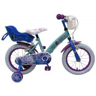 Bicicleta pentru fete 14 inch cu scaun pentru papusi roti ajutatoare si cosulet Frozen - SOLVOL51461-CH-IT