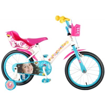 Bicicleta pentru fete 16 inch cu scaun pentru papusi roti ajutatoare si cosulet Soy Luna - SOLVOL71605-CH