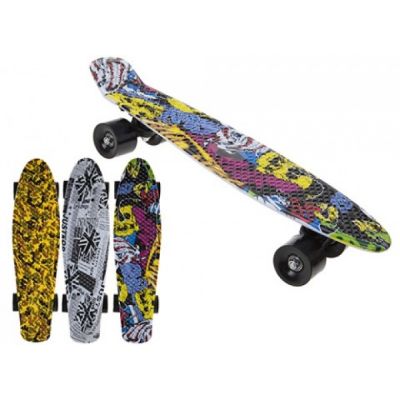 Skateboard copii longboard model Retro Multicolor 57cm lungime 50kg - SOLPMS318001