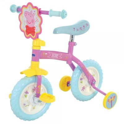 Bicicleta copii Peppa Pig 10 inch 2 in 1 cu si fara pedale si roti ajutatoare - SOLMVSM14270