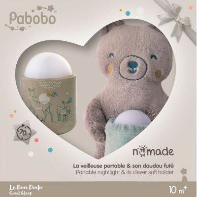 Lampa de veghe Pabobo Nomade cu Ursulet Plus culoare Bej cu Led reincarcabila - SOLPABSL02GIFTBOX01