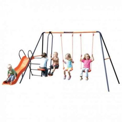 Leagan dublu cu balansoar si tobogan MVS Europa pentru copii combinate - SOLMVSM08610