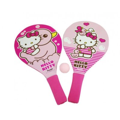 Set 2 palete pentru plaja Saica Hello Kitty din lemn cu minge inclusa pentru copii - SOLSA9341