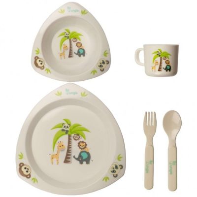 Set cina pentru bebelusi Prietenii Junglei in forma triunghiulara Bo Jungle - SOLBJB550610