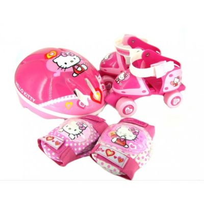 Set rotile Hello Kitty Saica pentru copii cu accesorii protectie si casca marimi reglabile 24-29 - SOLSA9316