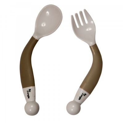 Set tacamuri copii BO Jungle lingurita si furculita bej flexibile  - SOLBJB570040