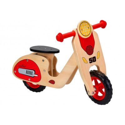Bicicleta fara pedale din lemn Globo Legnoland 37723 pentru copii model Retro Scooter - SOLGL37723