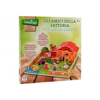 Ferma din lemn cu 10 animale Globo tip puzzle - SOLGL37436