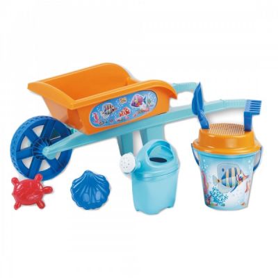 Roaba din plastic copii Androni Crazy Fish cu galetusa stropitoare si alte accesorii nisip - SOLAG6303-00CF