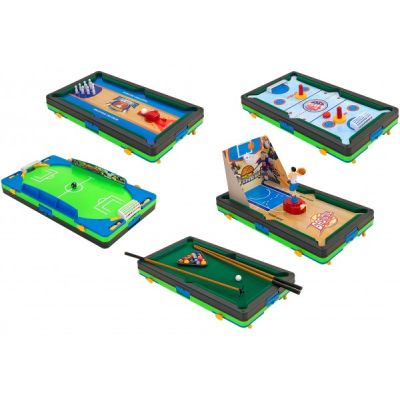 Set 5 in 1 jocuri sportive masa Globo Fotbal Baschet Biliard Hockey - SOLGL37866