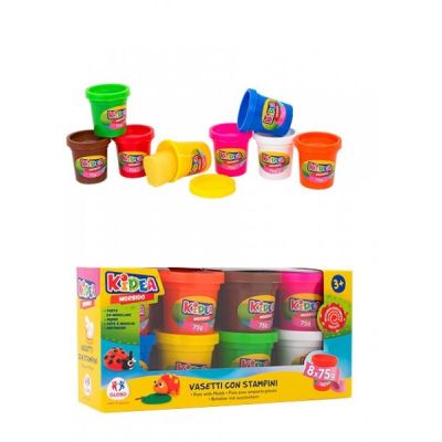 Set 8 borcanele plastilina cu sabloane forme 75 grame - SOLGL40323