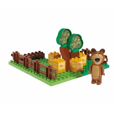 Set constructie cuburi Unico Masha si Ursul Galetusa cuburi Gradina Mishei 21 piese - SOLUN57092