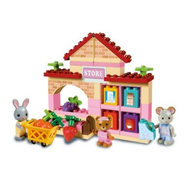 Set constructie cuburi Unico Maximilian Families Supermarket 60 piese - SOLUN8939-0MAX