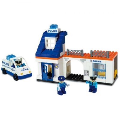 Set constructie cuburi Unico Statie de Politie Galetusa cu maner si roti  - SOLUN8544-1