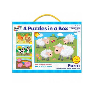 Set 4 puzzle-uri animale de la ferma (4, 6, 8, 12 piese)