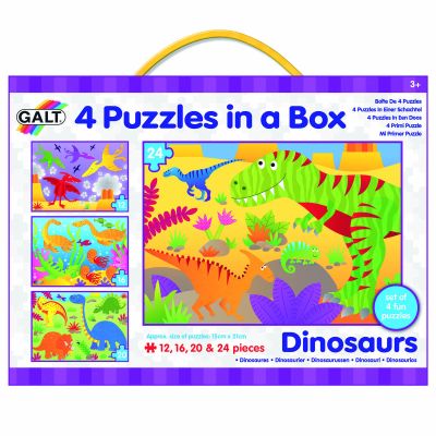Set 4 puzzle-uri dinozauri (12, 16, 20, 24 piese)