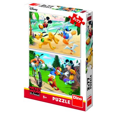 Puzzle 2 in 1 - mickey campionul (2 x 77 piese)